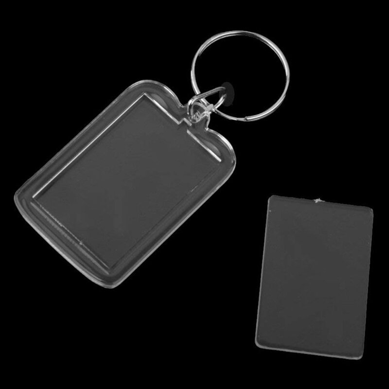 حلقة مفاتيح بإطار صور أبيض مستطيل قابل للفصل ، حلقة مفاتيح ذاتية الصنع ، 3.3X5cm ، 20-Lot