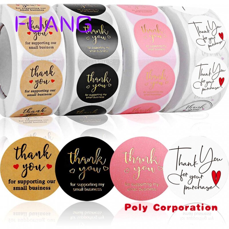Custom  Luxury  thank you sticker label round custom printing logo stickers for packaging
