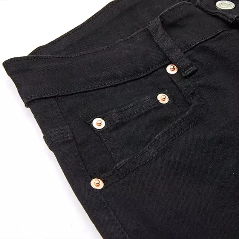 Najwyższej jakości fioletowe dżinsy marki ROCA New Letter Embroidery Washed Jeans Męskie proste, stylowe i wąskie spodnie