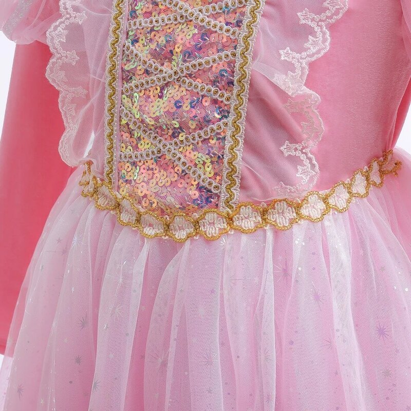 Dziewczęca księżniczka roszpunka przebranie na karnawał dzieci cekiny koronka na Halloween ubrania dla dzieci Cosplay sukienka na konkurs piękności karnawał Fantasy 2-8T