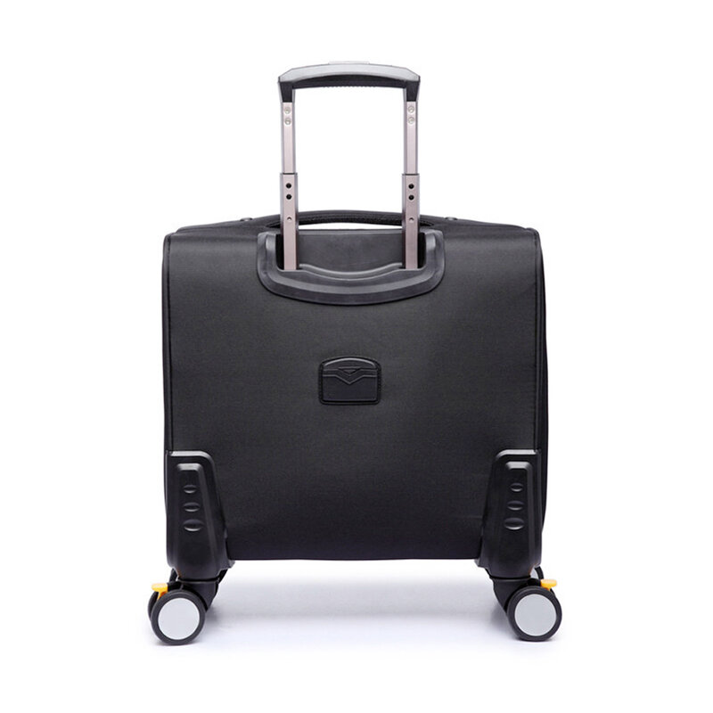 Черная ткань Оксфорд 18 дюймов с спиннером для мужчин и женщин, чемодан на колесиках для путешествий, яркая сумка для посадки с несколькими отделениями