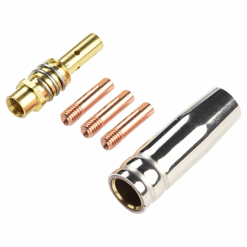Kit di materiali di consumo ugello di saldatura 5 pz/set accessori per punta conduttiva punta di contatto supporto per punta per pezzi di ricambio per saldatura MIG