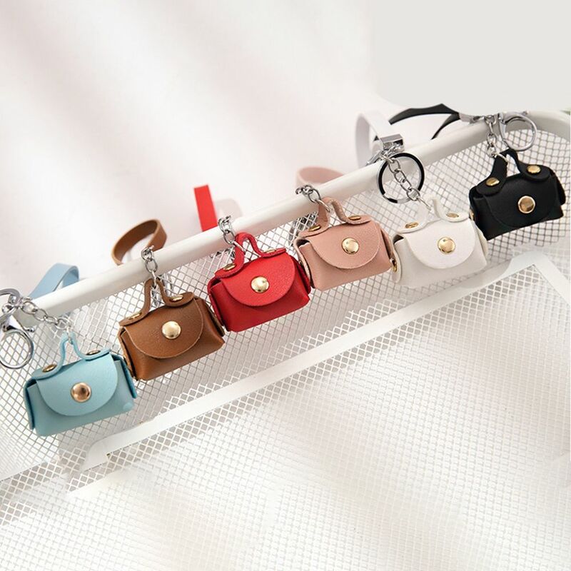 Requintado mini bolsa de couro pingente para crianças, bolsa de armazenamento, estilo coreano, chaveiro, porta-moedas, correntes, decoração