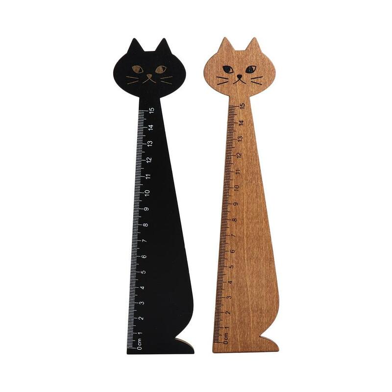Tragbar für Schul büro nach Hause Cartoon Katze Haushalt Holz Zeichnung Lineal Nähen Lineal Student Werkzeuge gerade Lineal