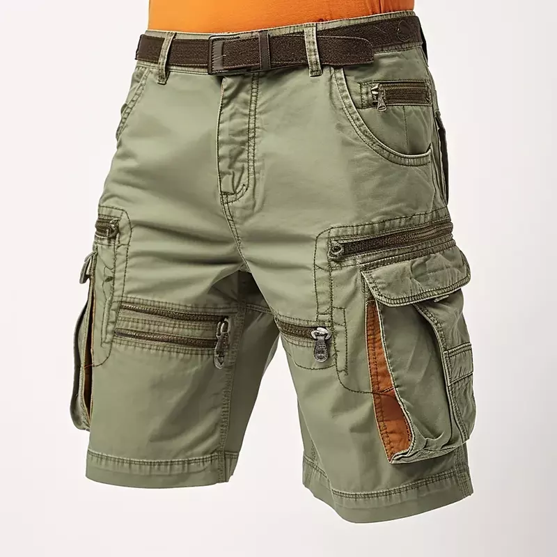 Man Cargo Shorts Stretch Washed Vintage Have Belted and Pockets