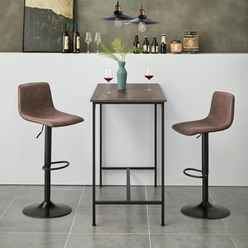 Taburetes de Bar de diseño moderno, silla urbana Industrial de piel sintética sin brazos, altura ajustable y rotación de 360 °
