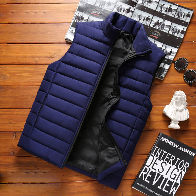 Jaqueta de colete quente sem mangas masculina, roupas de marca, colete casual, tamanho apto, outono, inverno, mwb021
