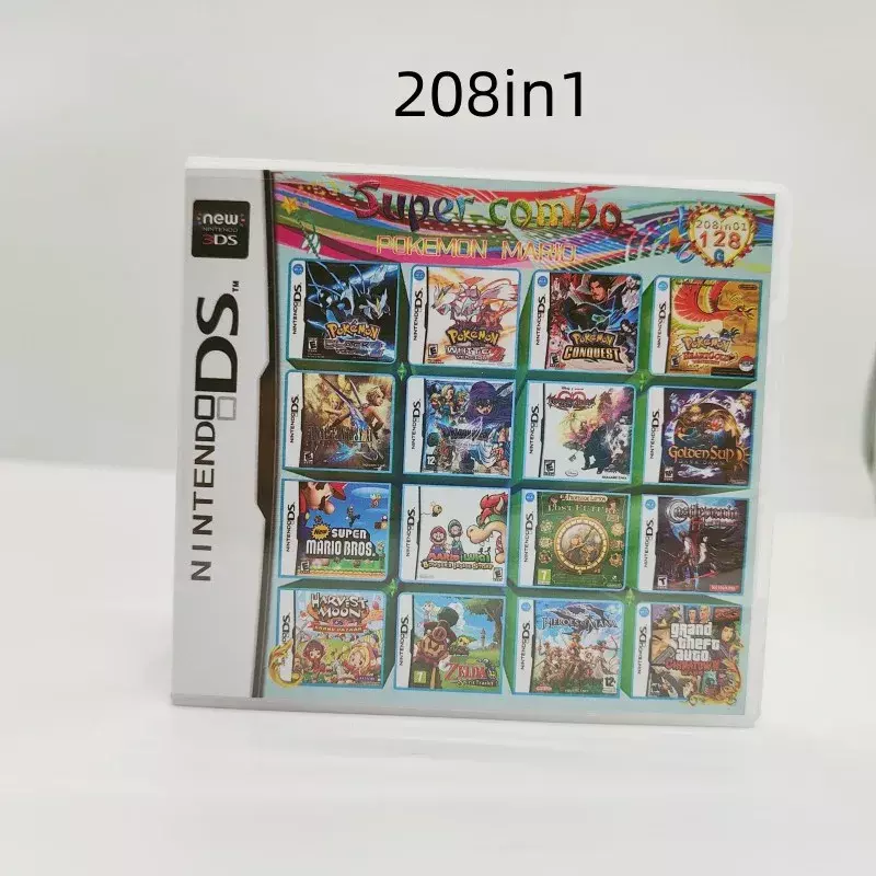 Tarjeta de consola de videojuegos 208 en 1, versión clásica de juego NDSL DS, 2DS, 3DS, idioma inglés, regalo de Navidad