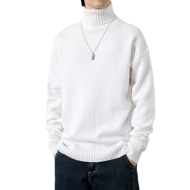 Мужской свитер с высоким воротником осень-зима корейский стиль однотонный Повседневный литературный вязаный свободный Простой Модный Универсальный пуловер