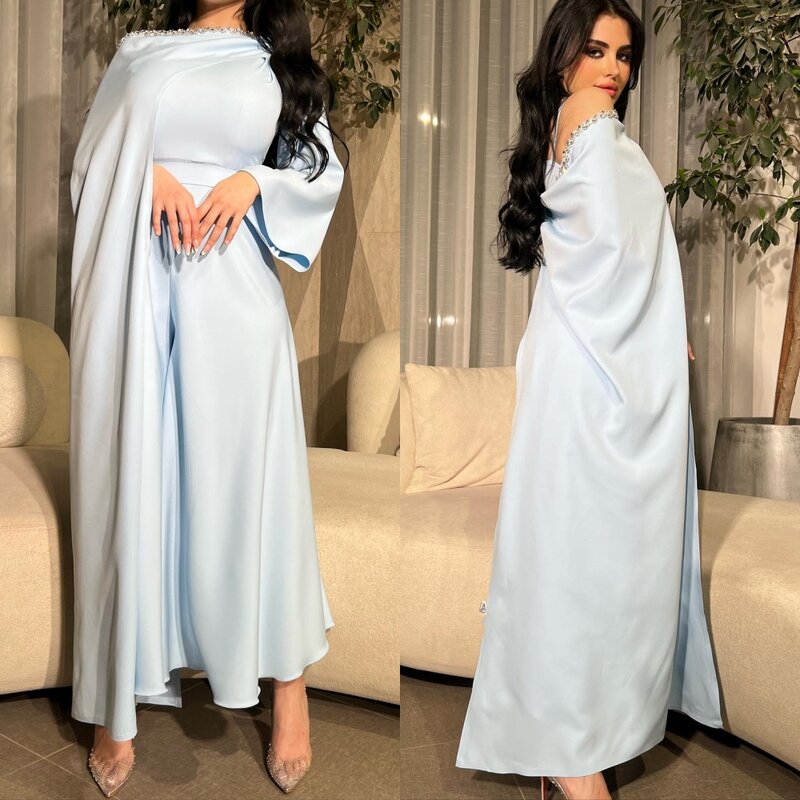 Sukienka na studniówkę Saudi arabii satynowe koraliki z imprezowa, koktajlowa na jedno ramię sukienki na miarę do kostek