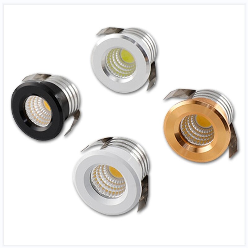 Mini diodo emissor de luz spot downlights cob 3w 270lm 110v 220v dc12v gabinete luz preto branco prata acabamento alumínio corte furo 30mm