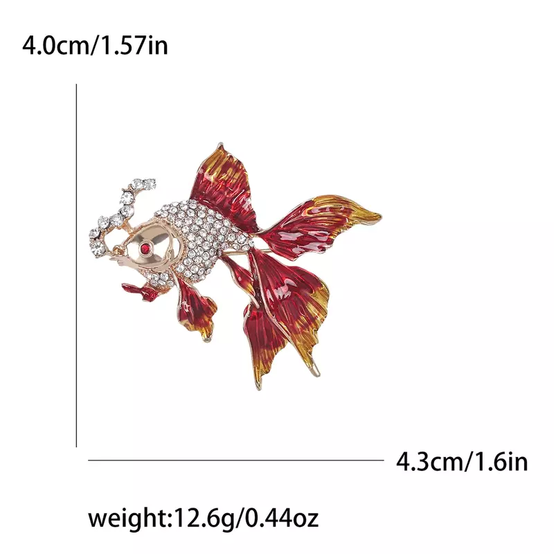 Rhinestone Goldfish Brooches for Women Unisex Fashion Animal Pins Office Party Friend Gifts Accessories