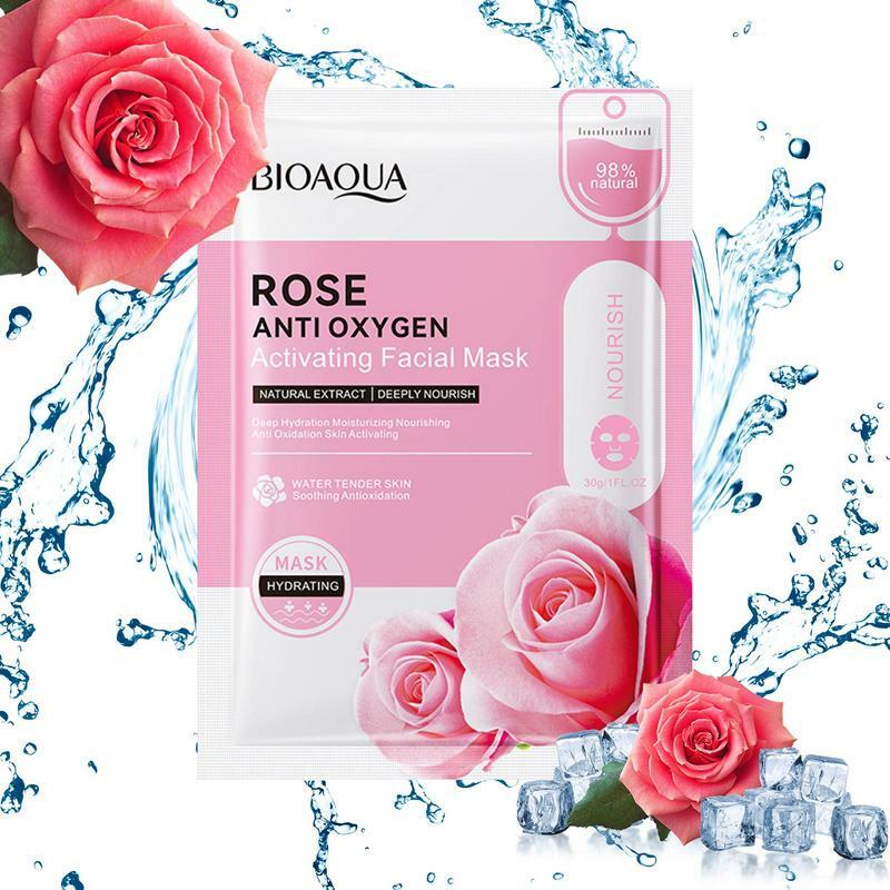 Rose Facial Sheet Natural Face Masque With Rose-Extracts For Moisturizing And Nourishing Peel Off Skincare Sheet Facial Mask