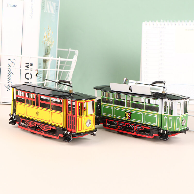 Retro nakręcany tramwaj linowy autobus mechaniczny tramwaj zabawka kolekcja Vintage prezent dla dzieci kolekcja zabawek Retro