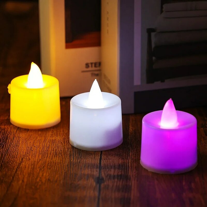 12/6 buah tanpa api LED lilin kreatif berharap Led cahaya teh hangat putih lampu lilin dekorasi Natal Halloween lampu lilin