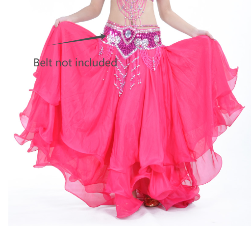 Three-Layer Chiffon Rolled Skirt Wavy High-End Skirt Belly Dance Swing Skirt (without belt) Stage Performance