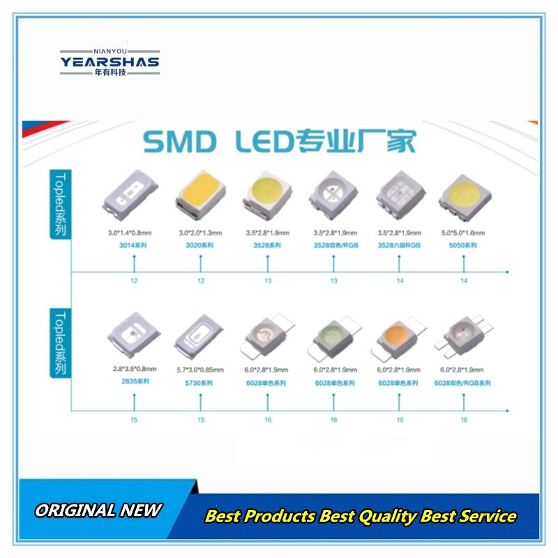 Kit de diodo LED SMD, 3528, 1210, verde, vermelho, gelo, azul, amarelo, rosa, roxo, UV, laranja, RGB, 100pcs, lote