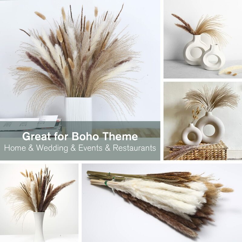 Ramo de hierba de Pampa seca Natural, decoración Bohemia nórdica para el hogar, flores secas, decoración del ramo para la boda