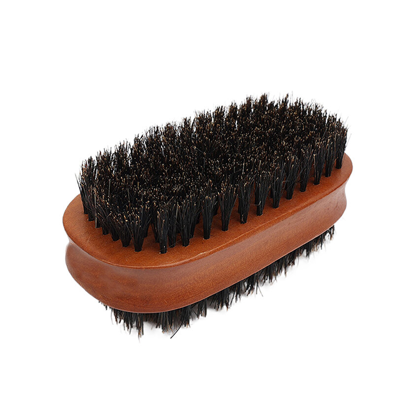 Men Boar Bristle Hair Brush Natural Wooden Wave Brush For Male Beard Hairbrush Dual-purpose Double-sided Beard Brush