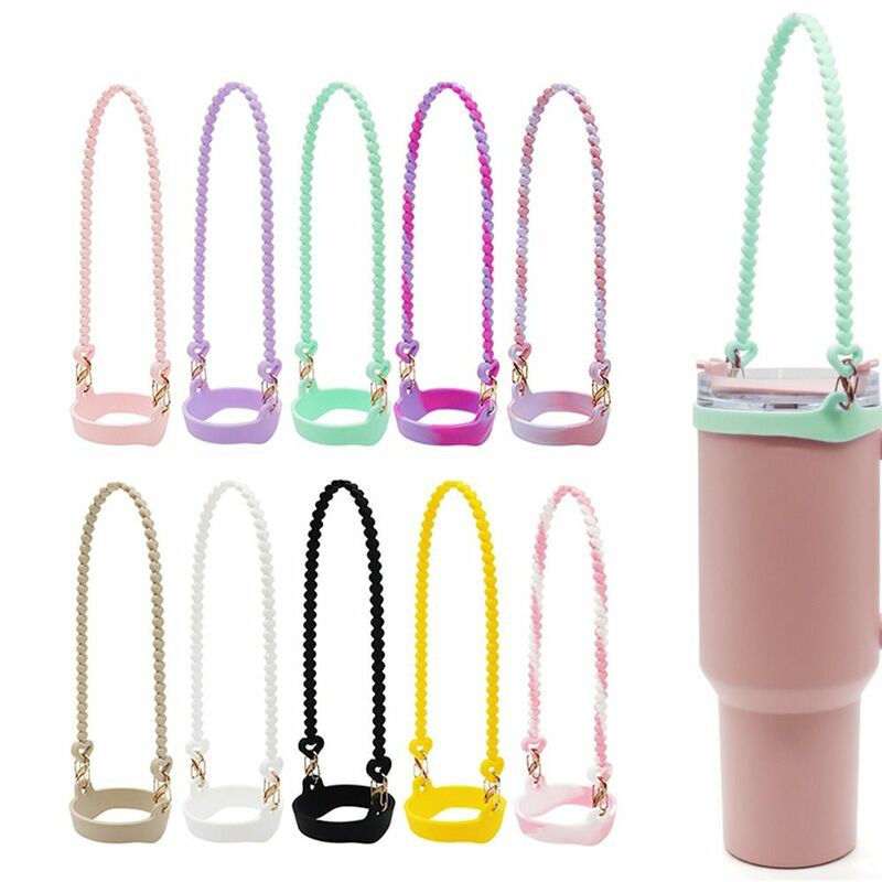 Silicone Water Bottle Sling Carrier Holder Soft Anti-slip Water Bottle Handle with Strap Water Bottle Lanyard for Stanley Cup