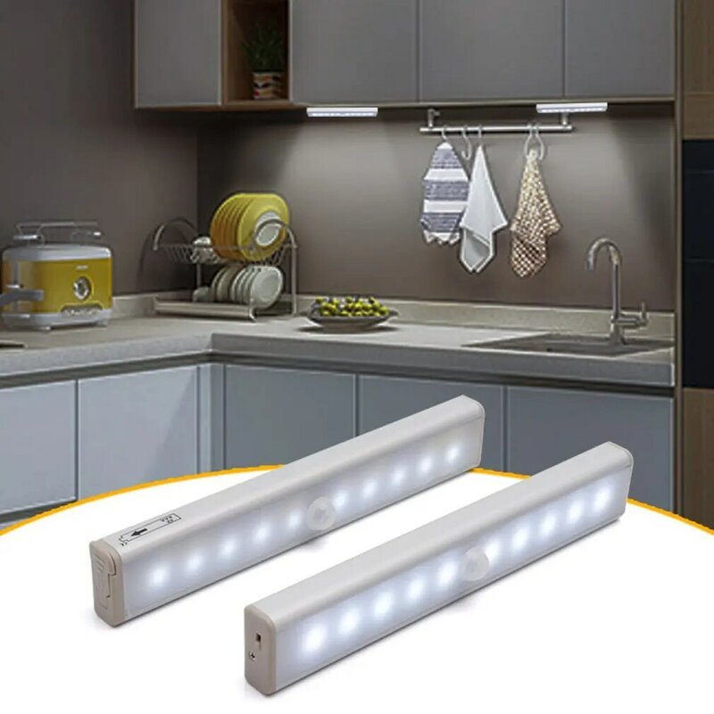 Luz noturna LED sem fio com sensor de movimento, lâmpada do armário, cozinha, quarto, detector, armário, retroiluminação da escadaria