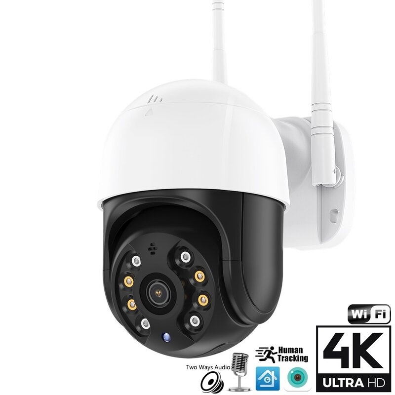 Caméra de surveillance extérieure PTZ IP WiFi HD 2MP/3MP/5MP/4K (1080p), dispositif de sécurité domestique sans fil, avec système infrarouge