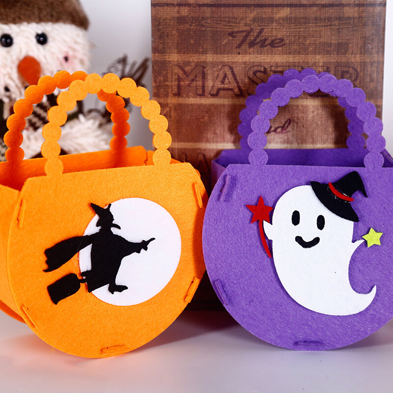 Lindas bolsas de calabaza de Halloween, bolsas de dulces, bolsas de regalo hechas a mano DIY para niños, bolsas de mano no tejidas, bolsas de regalo, regalos de vacaciones
