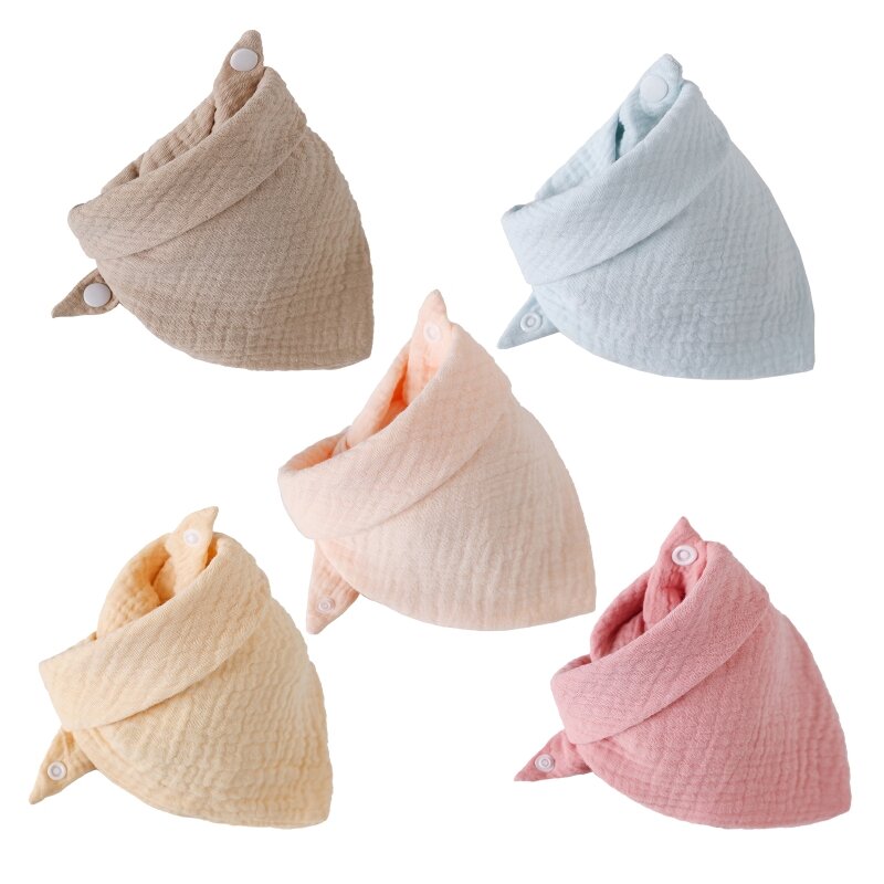 Babadores para alimentação bebês, 5 peças, toalha saliva para cachecol triangular, bandana, babador algodão macio,