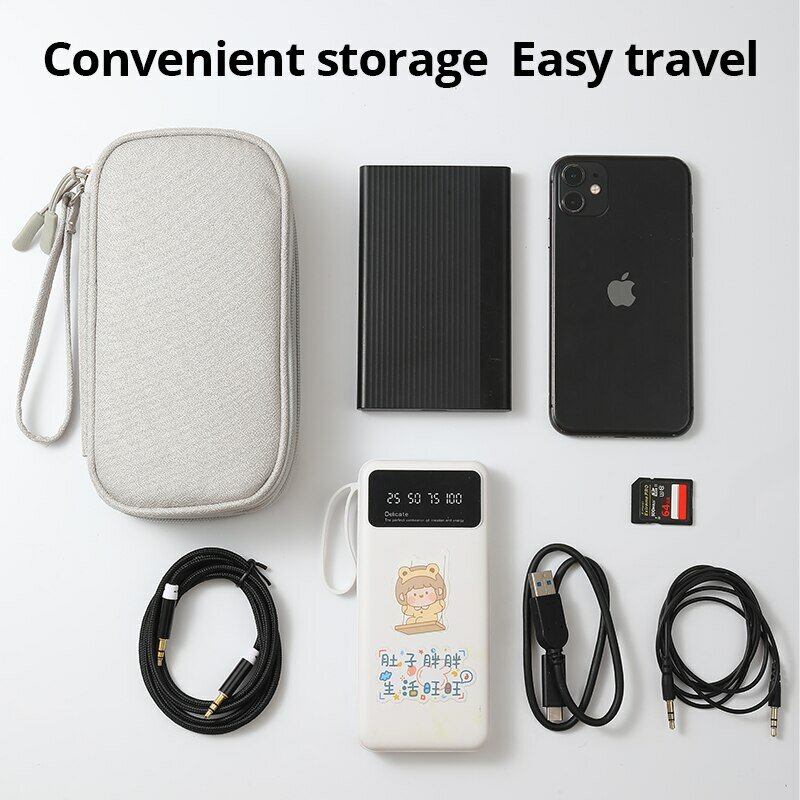 Sac de rangement portable pour produits numériques, rose, gris, noir, bleu marine, câble de données USB, casque d'écoute, boîte de sagesse de charge, sac de voyage, 1 pièce