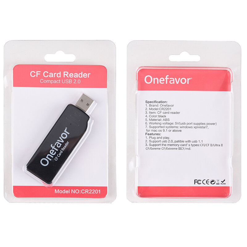 Onefavor CF 카드 리더, 범용 고속 USB 2.0 컴팩트 플래시 카드 리더, PC 노트북 컴퓨터용, 100% 오리지널