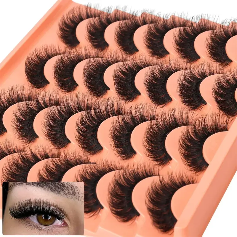 14 Pairs Natural Look False Eyelashes Thick Fluffy Faux Mink Lashes Pack   Cat Eye Lashes that Look Like Extensions Black