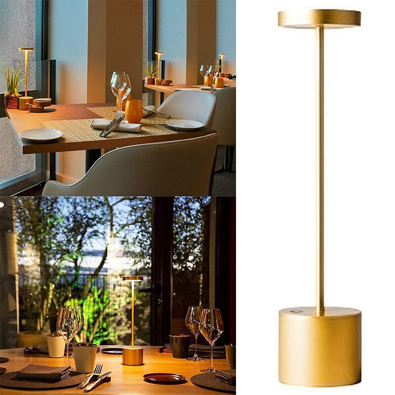 Lampe de Table LED sans fil en métal, Rechargeable par USB, luminosité, idéal pour un bureau, un Restaurant, une chambre à coucher ou un dortoir