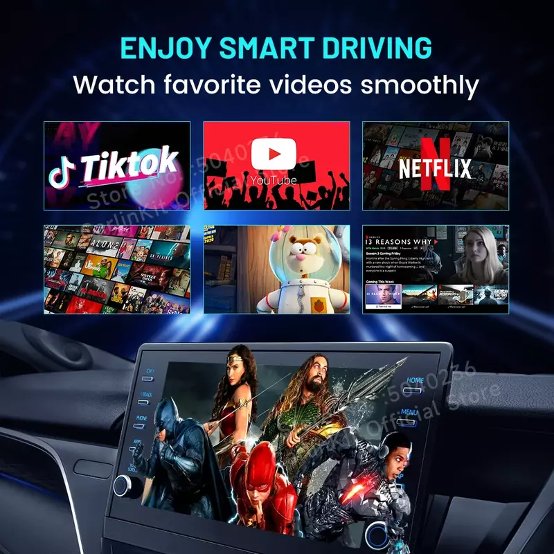 Carlinkit-ミニカープレイボックス,Androidワイヤレスデコーダー,Carplay,Netflix,YouTube,スマートTV, 8コア,4g,64g
