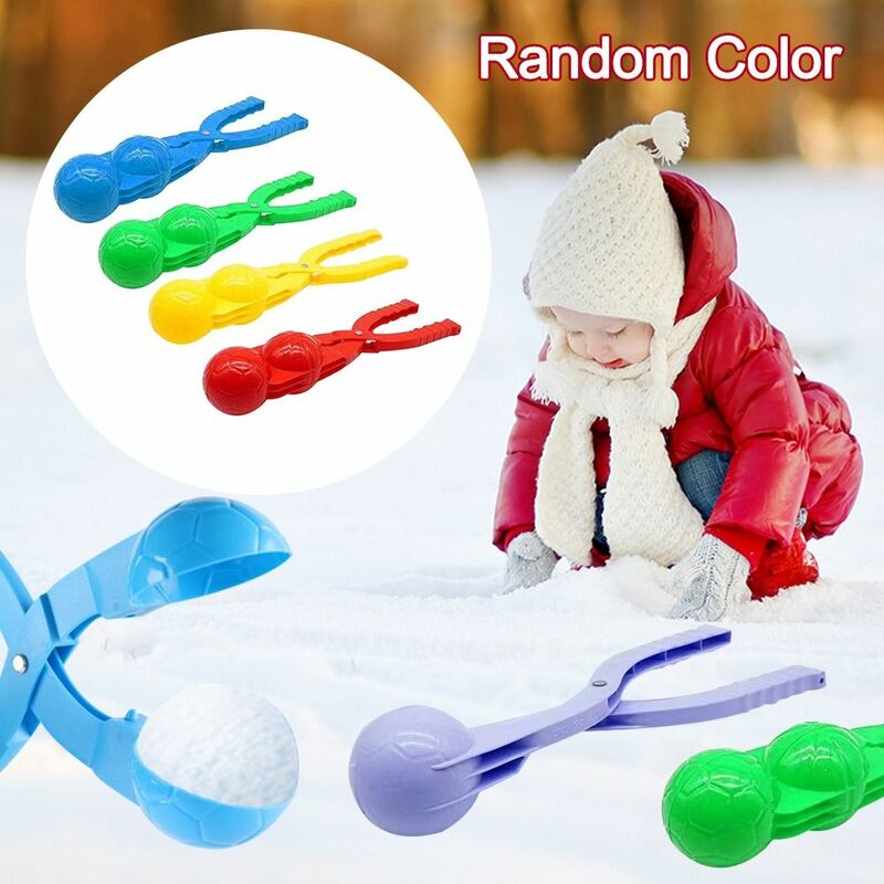 Mainan salju musim dingin plastik klip anak, alat pembuat bola salju bentuk sepak bola warna acak lucu