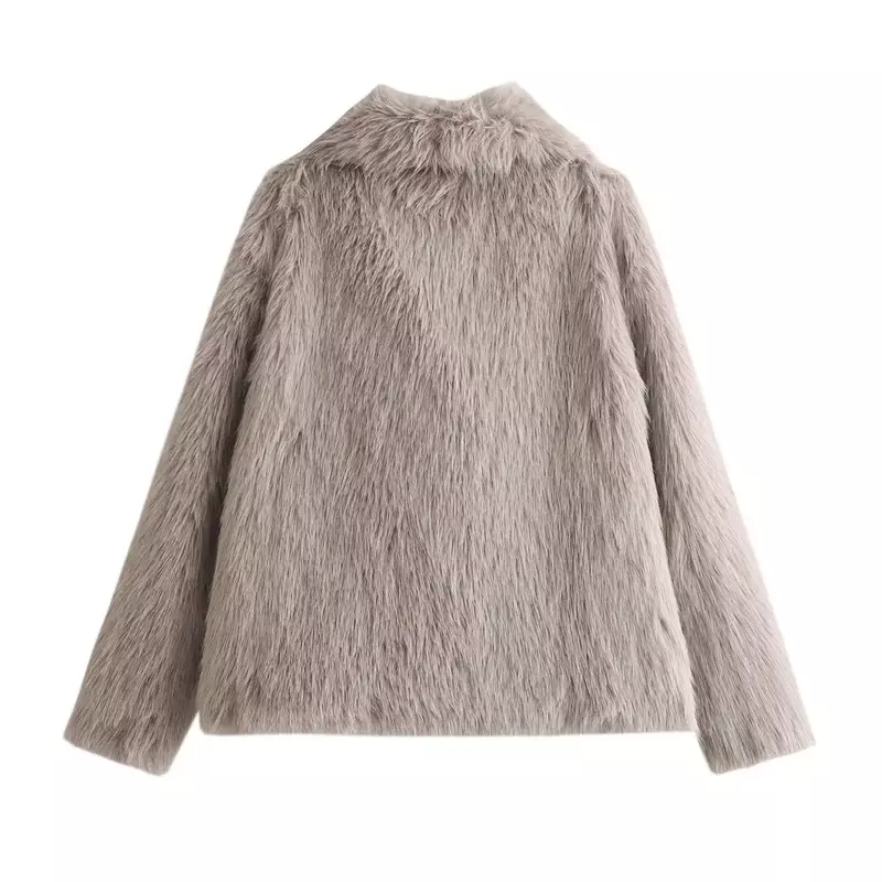 Faux Fur Coat Women 2023 Winter Turndown Collar Thick Warm Fur New Outerwear Female Casual Loose Long Sleeve Coats