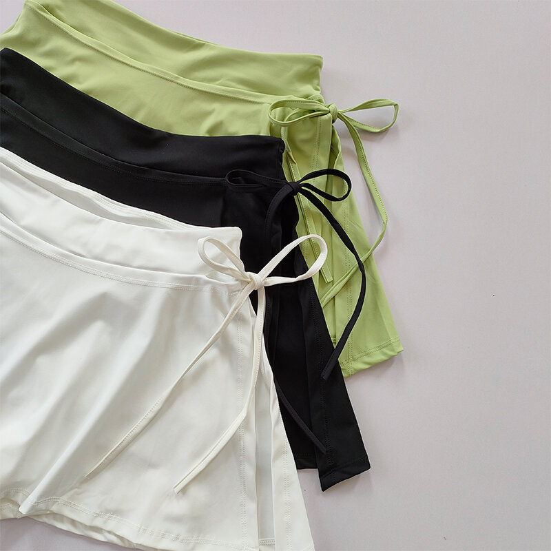 Спортивная юбка для йоги, юбка для бадминтона и тенниса, брюки, полубоди, быстросохнущая юбка с карманами, юбка с Боковым Разрезом и лямками, брюки для улицы