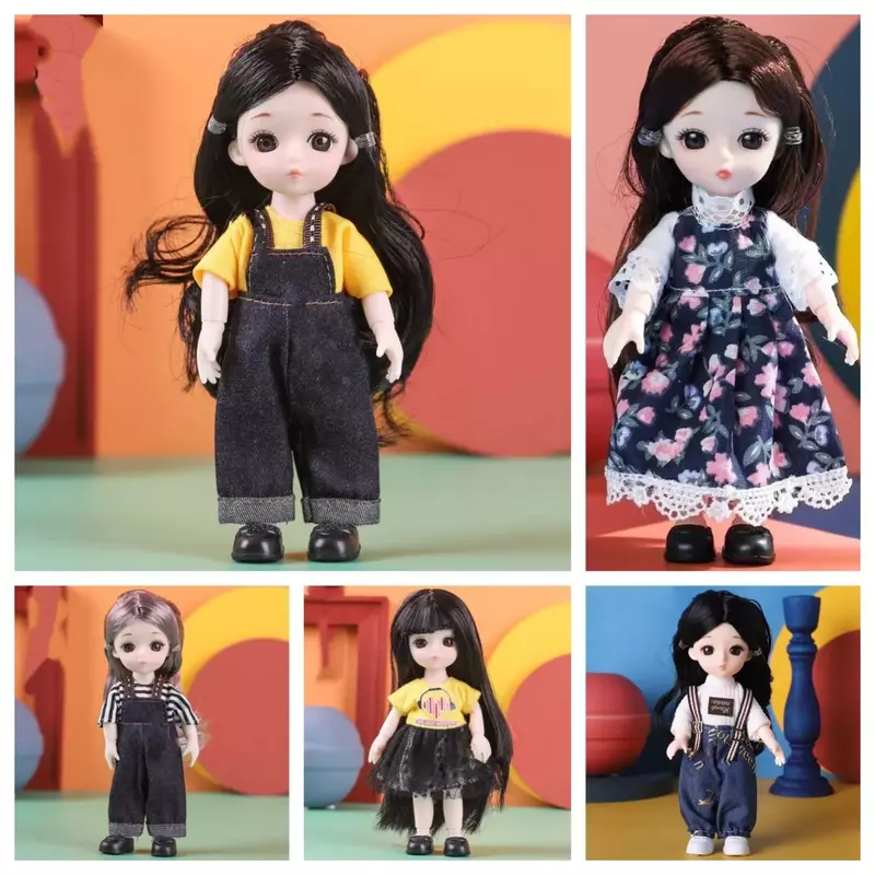 BJD princesa boneca com roupas e sapatos, boneca móvel, 13 articulações, brinquedos DIY, presente de aniversário para menina, 17cm, 1/8