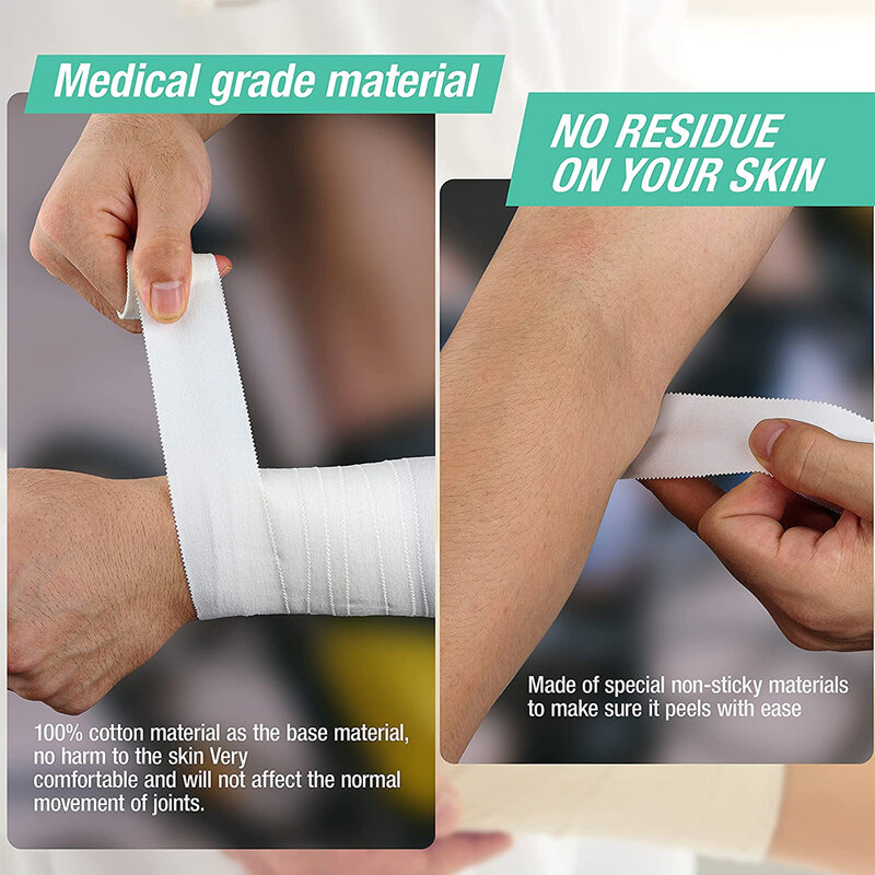 1-rolkowa biała samoprzylepna taśma kinezjologiczna Przyjazne dla skóry elastyczne bandaże sportowe do boksu, piłki nożnej, akcesoriów do koszykówki