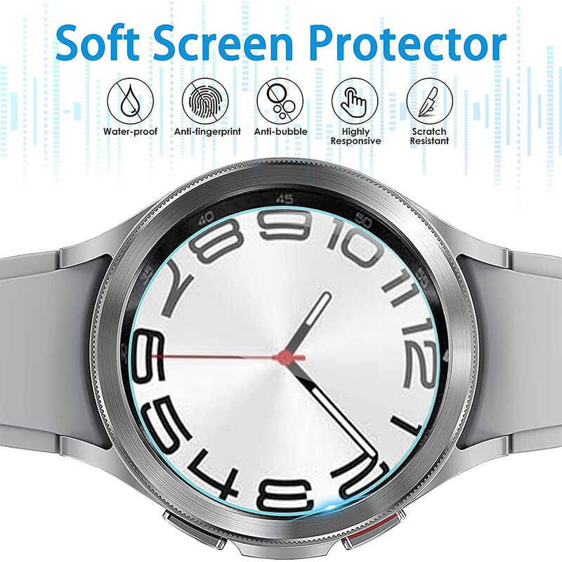 Protetor de tela de vidro temperado para samsung galaxy watch 6, 40mm, 44mm, hd, anti-risco, clássico, 43mm, 47mm, 1-5pcs