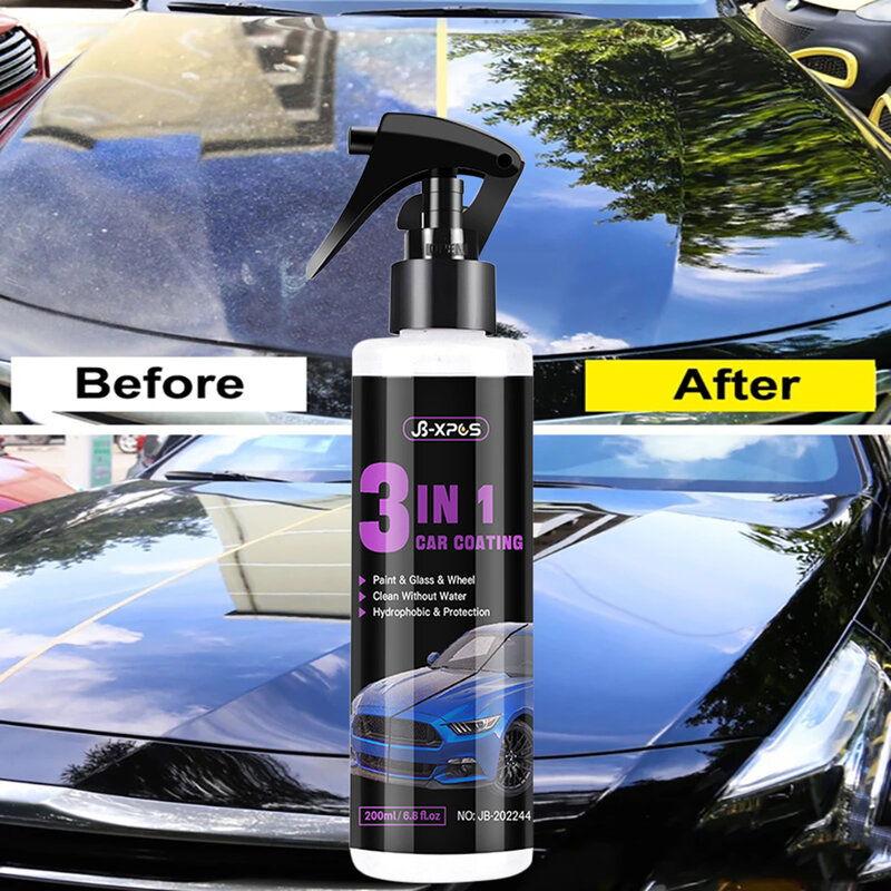 200ml 9H Revestimento Cerâmico Para Carro 3 Em 1 Spray Car Polishing Agent Hidrofóbico Resistente a Riscos Auto Paint Care Tool Accessories