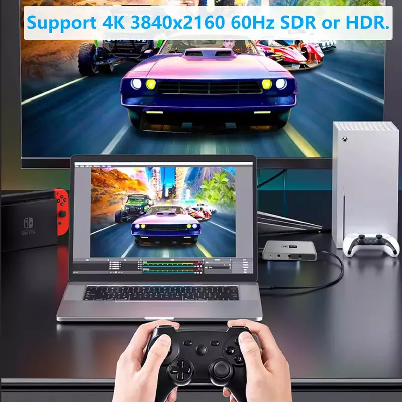 USBC Video Capture 4k 30FPS Recording IT9325TE Support SDR HDR Capture Board Streaming for PS4 PS5 Nintendo Switch Xbox Camera