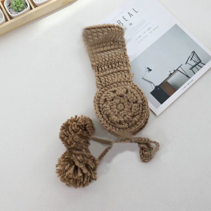 Knit Earmuffs For Women Knit Earflap Ear Muff With Pompoms Crochet Ear Warmer Headband Winter Warm Earmuffs Ear Cover Dropship