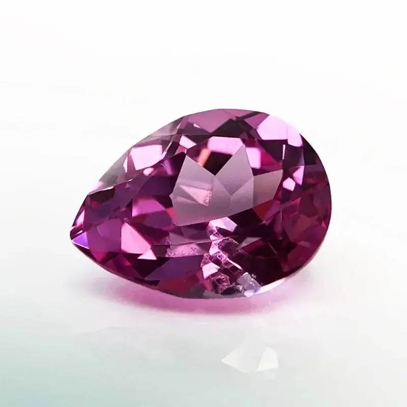 Piedras preciosas en forma de pera VVS1, materiales de fabricación de joyas DIY con certificado AGL, zafiro cultivado en laboratorio, Color rosa