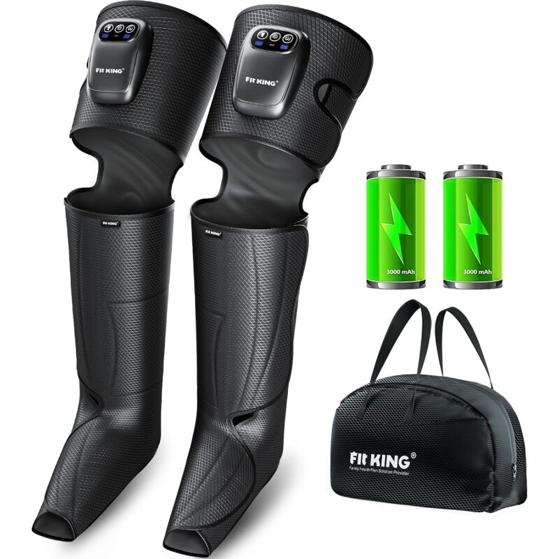 FIT KING Cordless Full Leg Massager Compression Boots, Rechargeable Foot and Calf Massager for Travel, Blood Circulation & F
