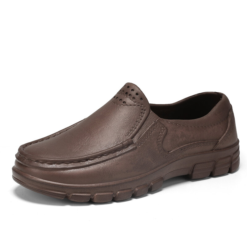 Sapato de couro casual impermeável antiderrapante masculino, sapato de trabalho para chef com renda, tamanho grande, novo, 2024