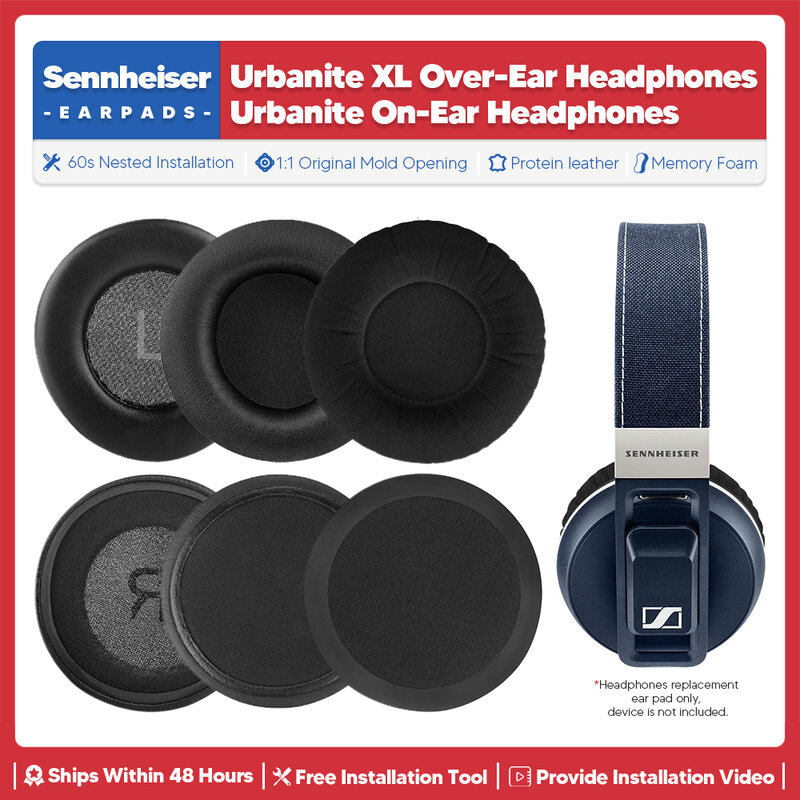 Almohadillas de repuesto para auriculares Sennheiser, funda de espuma viscoelástica para auriculares, sobre la oreja, Urbano XL
