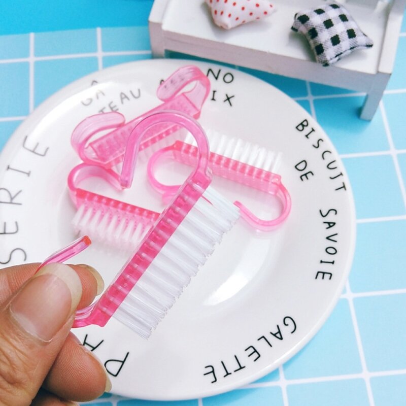 10 pçs alça plástico escovas unhas limpeza unhas ferramentas manicure acessórios