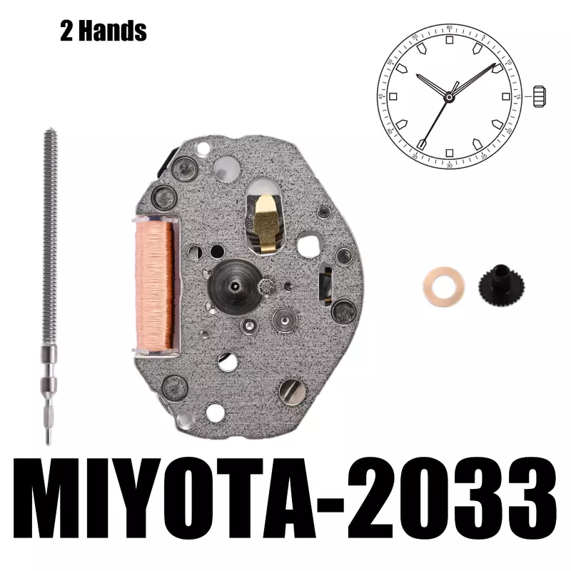 2033 Movement Miyota 2033 Movement 3 Hands Quartz Standard Movement Size 6 3/4×8’’’Height 3.15mm Battery Life 3 years