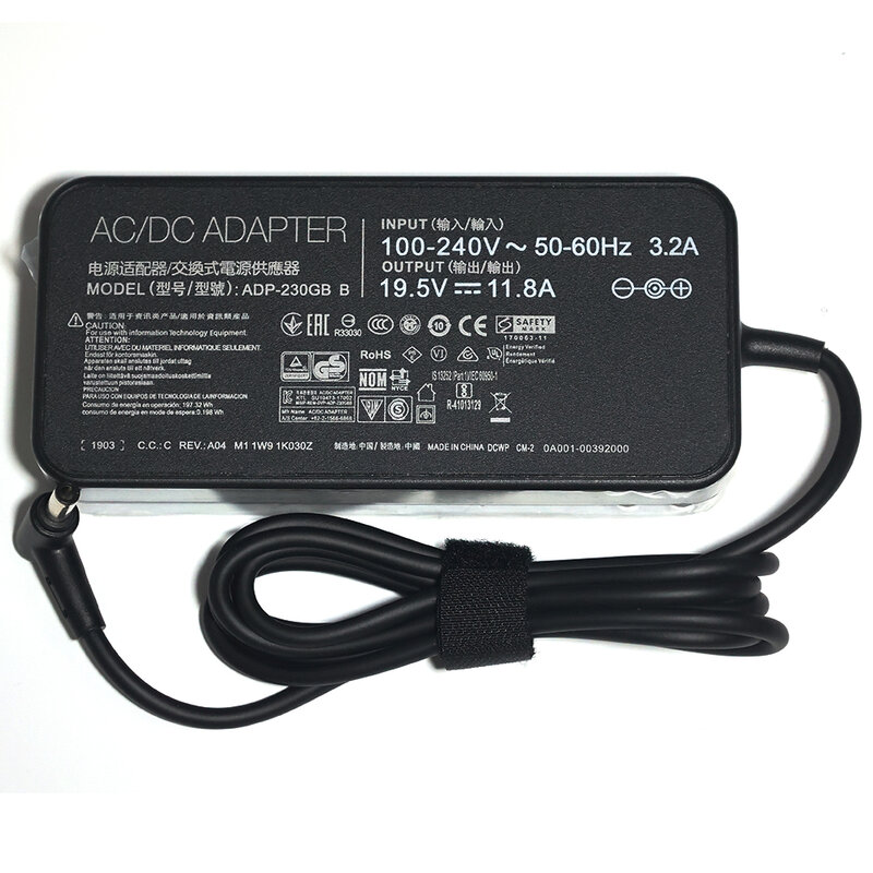 Carregador de Alimentação AC para Asus RoG Strix, Adaptador Laptop, 19.5V, 11.8A, 230W, 6.0x3.7mm, ADP-230GB B, G531GV-DB76