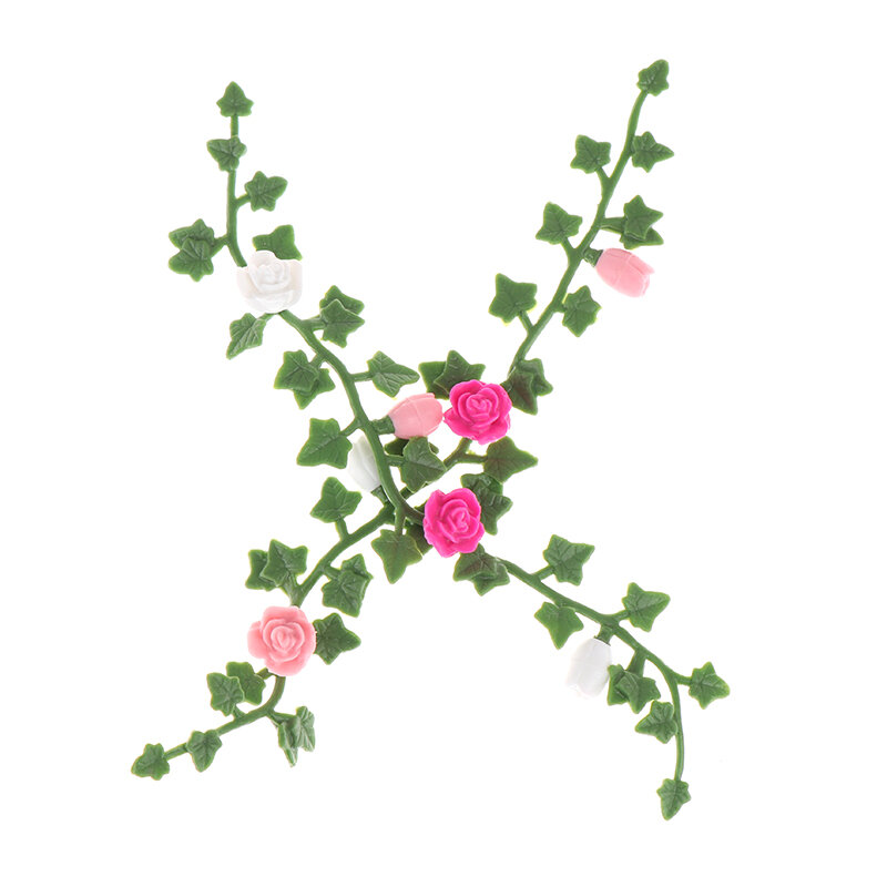 2 szt. 1:12 domek dla lalek miniaturowy kwiat róży winorośli wspinaczka róża plecionka Home Decor